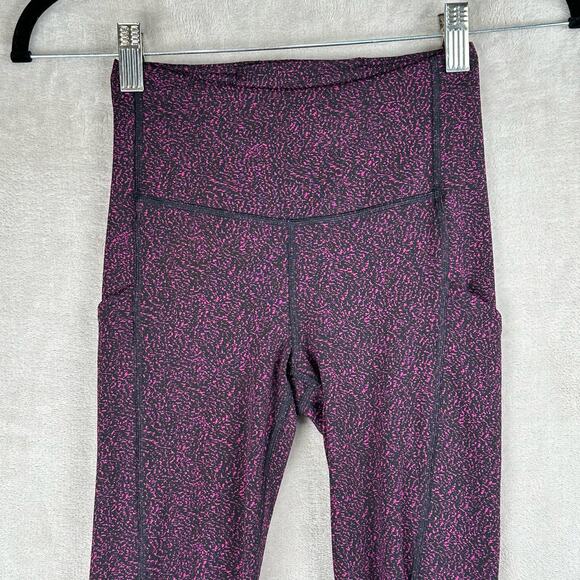 Athleta Leggings Womens XXS Fuschia Black Ultimate Stash Textured 7/8 Tight Gym - Picture 2 of 13